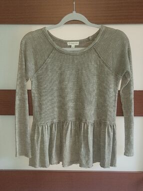 Tucker + Tate Olive Waffle Peplum Long-Sleeve Top Girls Size L